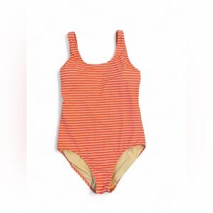 Women’s Salmon Pink Striped One-Piece Swimsuit Size S